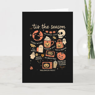 Cartão É a Temporada Folhas de Abóbora Outono Halloween 
