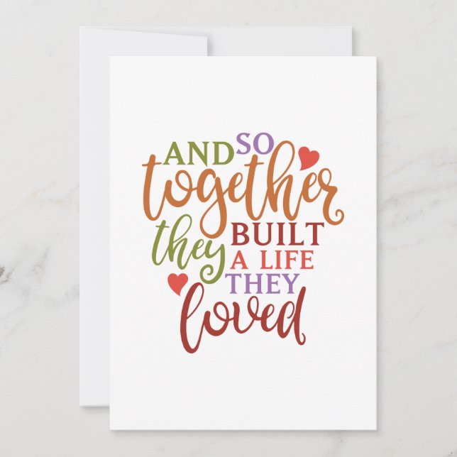 Cartão E assim juntos eles construíram uma vida que amava (Frente)
