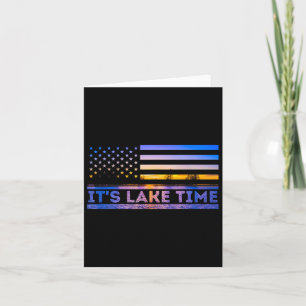Cartão É Lago Time Sunset American Flag Vacatio