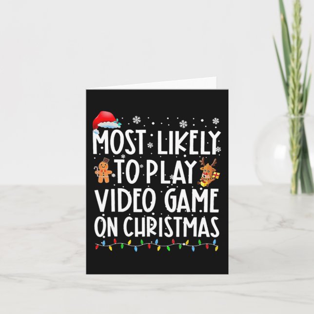 Cartão É Mais Provável Jogar Videos games No Natal (Frente)