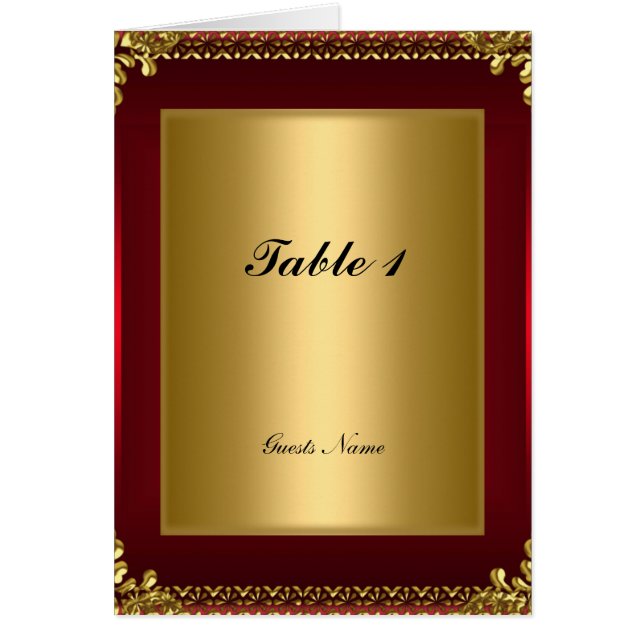 Cartão e Menu de Colocação de Mesa Dourado e Verme (Frente)
