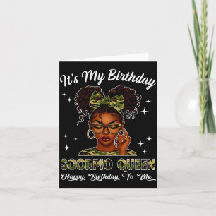 Cartão É Meu Aniversário Scoro Rainha Camo Arco Afro Pret