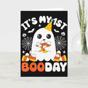 Cartão É o Meu 1º Dia de Boo, Fantasma de Halloween Engra