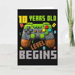 Cartão É o meu 10º aniversário controlador de jogos pixel