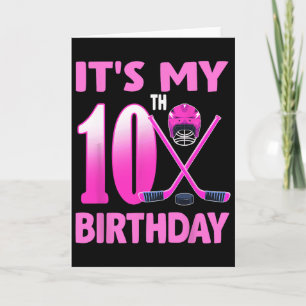 Cartão É o Meu 10º Aniversário Menina Hóquei no Gelo 10 A