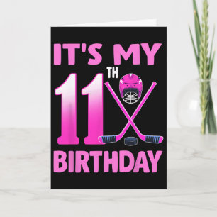 Cartão É o meu 11º aniversário menina hóquei no gelo 11 a