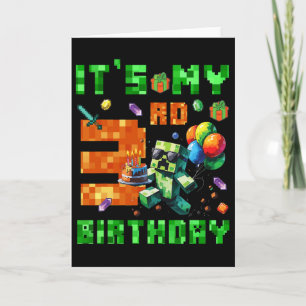Cartão É o meu 3º aniversário Jogo de Vídeo Número Pixel 