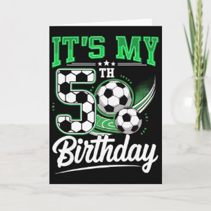 Cartão É o meu 5º aniversário menino futebol Ll 5 anos de