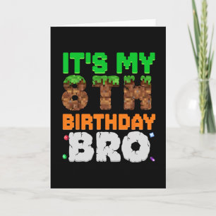 Cartão É o Meu 8º Aniversário Bro Jogo Pixel para Criança