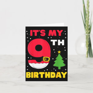 Cartão É o meu 9º aniversário de Natal 9 anos de idade Pa