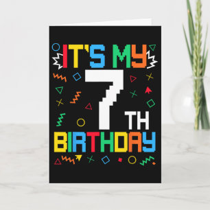 Cartão É o meu aniversário de 7 anos de idade Gamer Crian