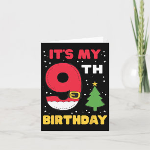 Cartão É o meu nono aniversário Natal de 9 anos Papais no