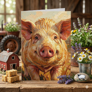 Cartão É seu aniversário! Fique Louco   Piada de Porco Di