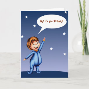 Cartão É seu aniversário Toddler Blue Birthday