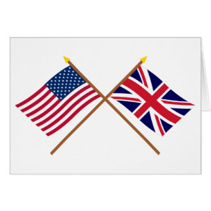 Cartão E.U. e bandeiras cruzadas Reino Unido