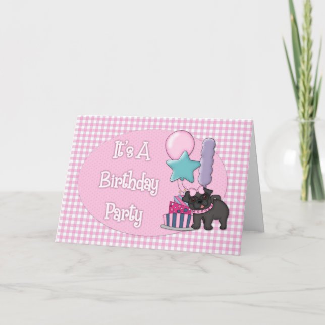 Cartão É um Festa de aniversário preto (Frente)