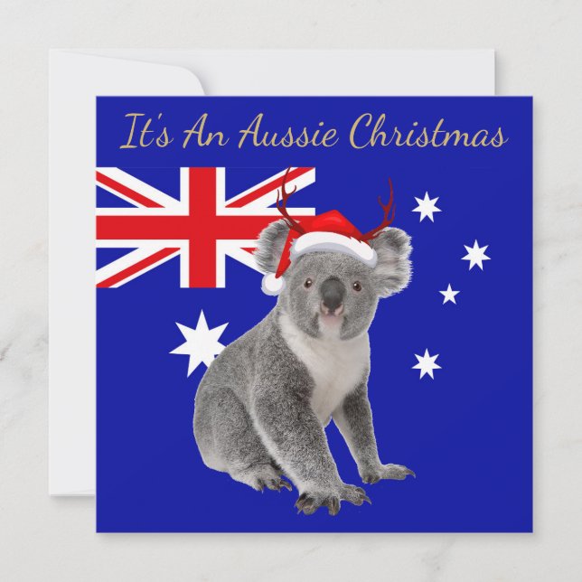 Cartão É um Natal Aussie com um Koala (Frente)
