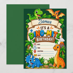 Cartão É uma Festa de Aniversário Dino-Mite Personalizada