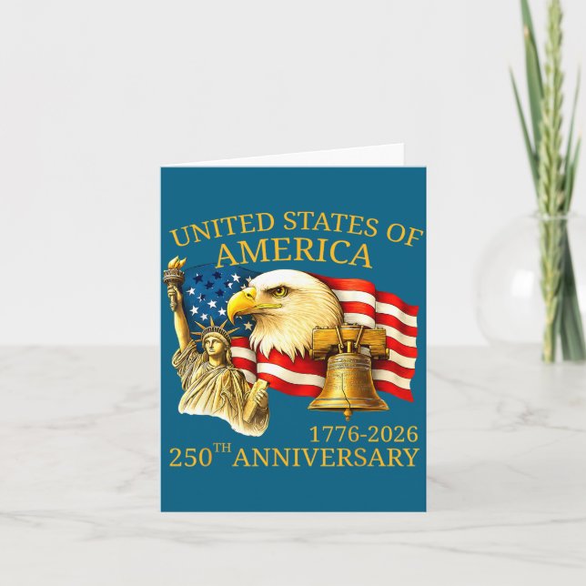 Cartão Eagle And Flag 250th Birthday America Since 1776  (Frente)
