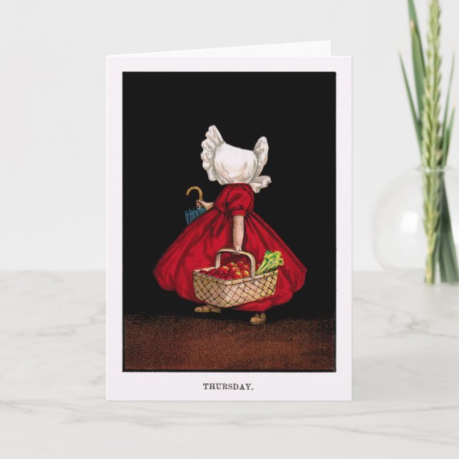 Cartão Early 1900's Thursday Sunbonnet Sue Greeting Card (Frente)