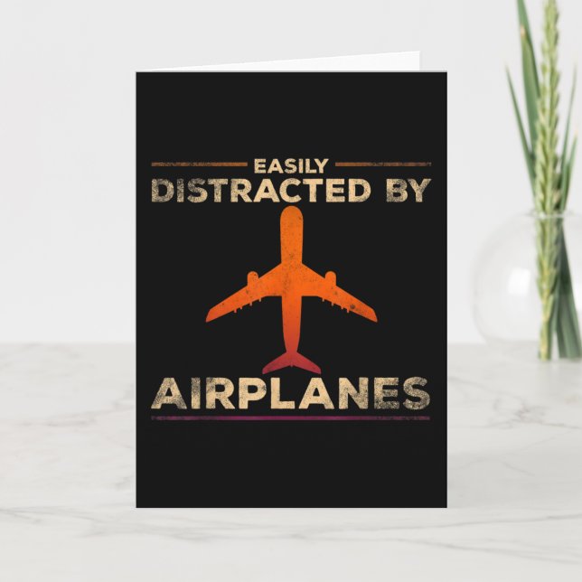 Cartão Easily Distracted By Airplanes Airplane Lover (Frente)
