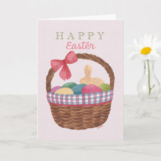 Cartão Easter Basket Greeting Card- Golden Bunny and Eggs