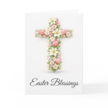 Easter Blessings Floral Cross Christian Easter 