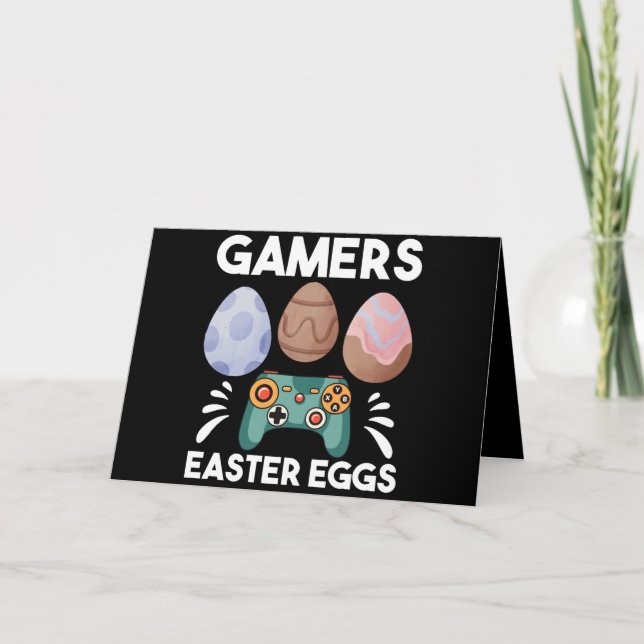 Cartão Easter Bunny Gamer Gaming Boy Love Easter Eggs (Frente)