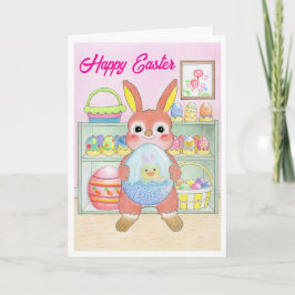 Cartão Easter Bunny Rabbit Eggs Kids Folded Card