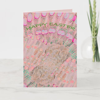 Cartão Easter Card in pink with eggs in a garden