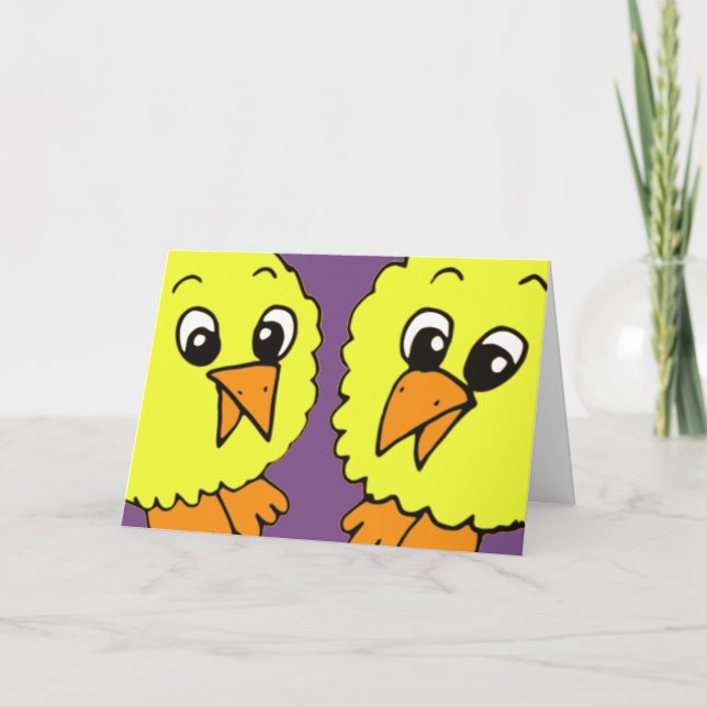 Cartão Easter Chicks Cartoon (Frente)