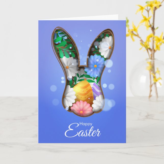 Cartão Easter Greeting Card with Bunny Illustration (Flor Amarela)