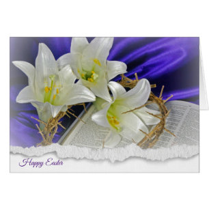 Cartão Easter Lilies with crown of thorns