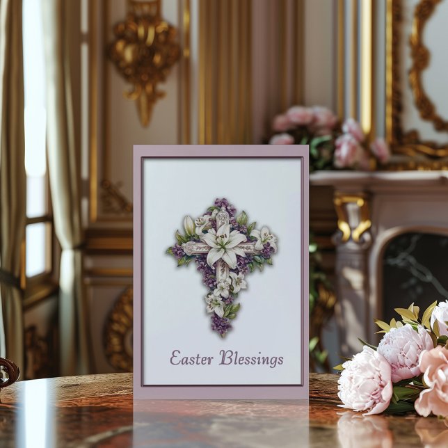 Cartão Easter Lily Cross Easter Blessing (Criador carregado)