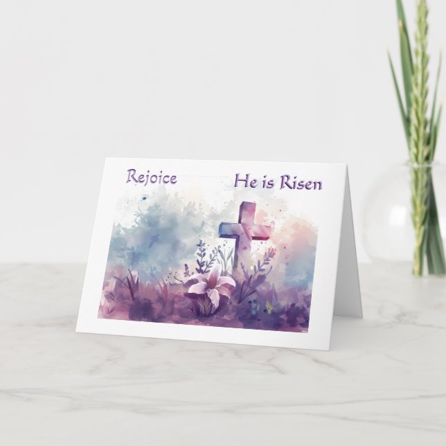 Cartão Easter Rejoice He Is Risen  (Frente)