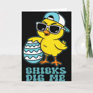 Cartão Easter Sunday Chicks Dig Me Funny Chicken Lover Bo