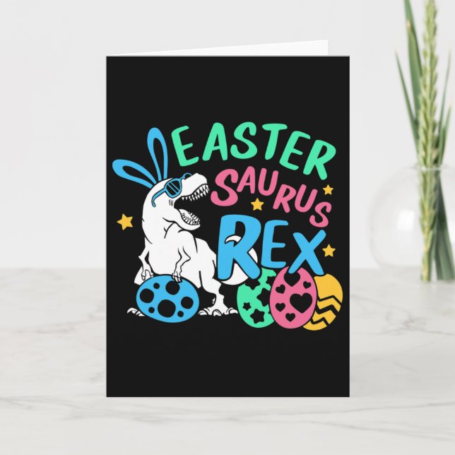 Cartão Eastersaurus T-rex Easter Day Tee, Cute Easter Bun (Frente)