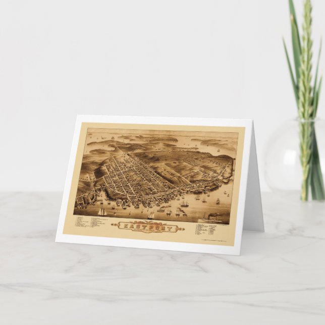 Cartão Eastport, ME Panoramic Map - 1879 (Frente)