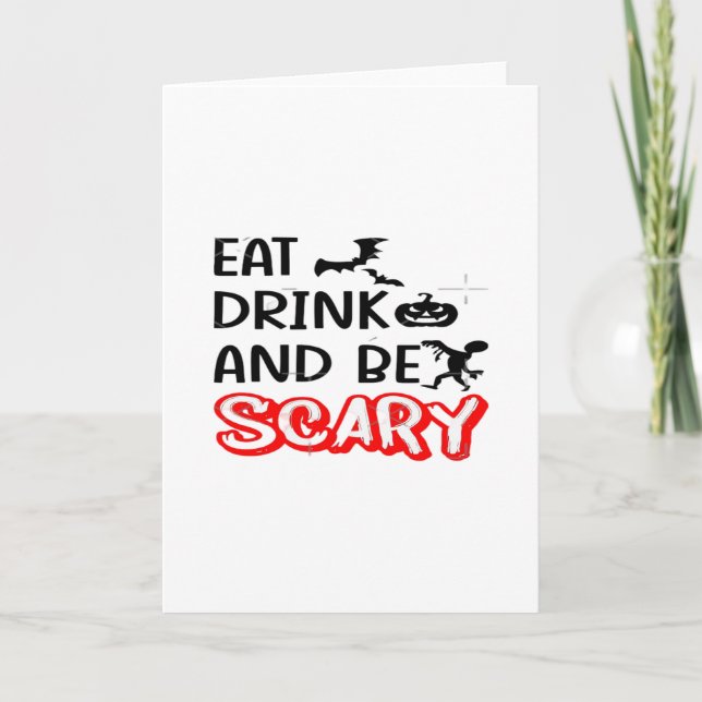 Cartão Eat Drink And Be Scary Design Retro Classic (Frente)