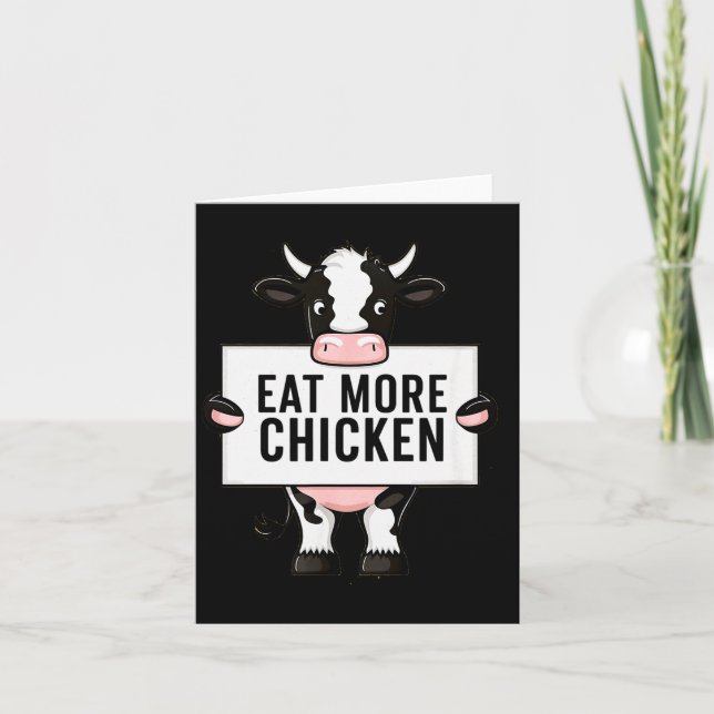 Cartão Eat More Chicken Funny Cow Loving Farm Tees Animal (Frente)