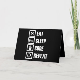 Cartão Eat Sleep Code Repetir Engenheiro de Programação
