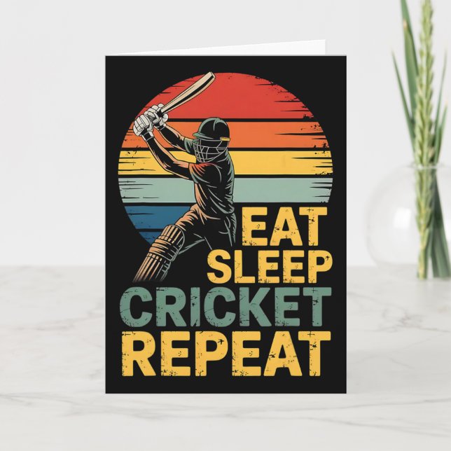 Cartão Eat Sleep Cricket Repeat Cricket Quote  (Frente)