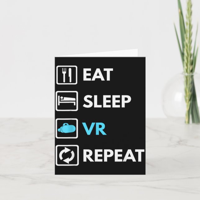 Cartão Eat Sleep Vr Repeat Funny Vr Gamer Boy Vr Athlete  (Frente)