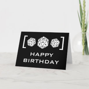 Cartão Ebony D20 Dice Gamer Birthday Card