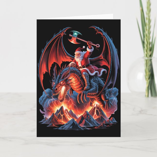 Cartão Ec Christmas Fantasy - Mmo Mystic Santa Riding Dra (Frente)