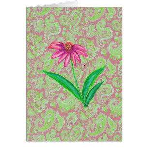 CARTÃO ECHINACEA COR-DE-ROSA PAISLEY