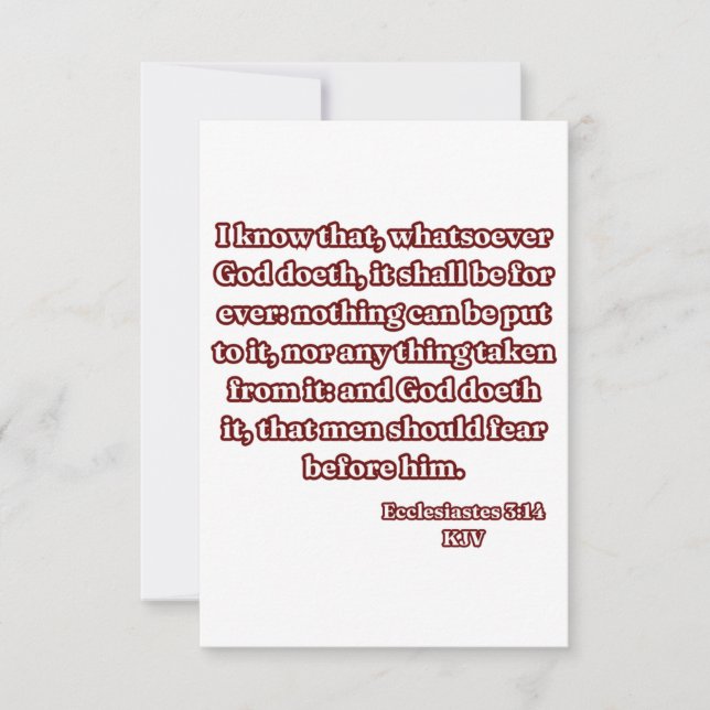 Cartão Eclesiastes 3:14 Bíblia KJV Verso Saudação (Frente)
