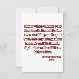 Cartão Eclesiastes 3:14 Bíblia KJV Verso Saudação