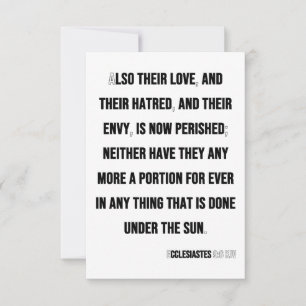 Cartão Eclesiastes 9:6 Bíblia KJV Verso Saudação Simples