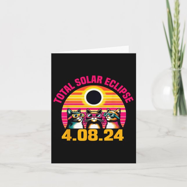 Cartão Eclipse 2024 Total Eclipse 8 de abril de 2024 Cat  (Frente)